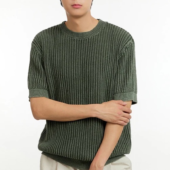 Vince Olive Textured Crewneck Sweater for Men